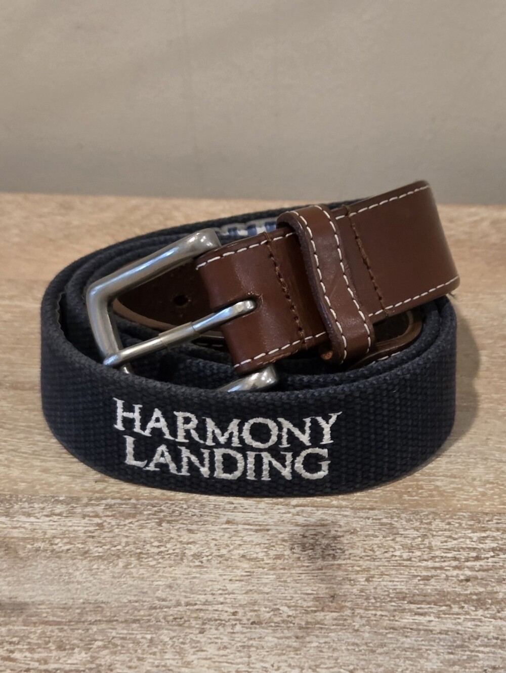 Peter Millar Canvas & Leather Golf Belt - Harmony Landing Country Club - Size 42